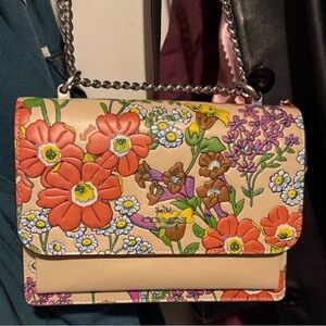 NWOT COACH Klare* embossed Floral 100% leather accordion shoulder/crossbody bag